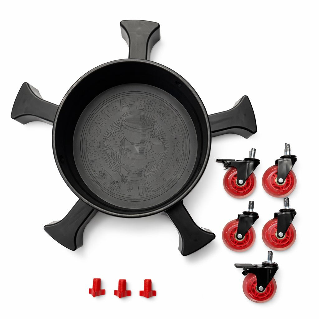 Boost-A-Bucket Bucket Dolly kit with caster wheels and installation hardware